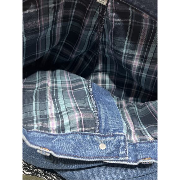 VTG L.L. Bean Original Fit/Relaxed Mom Jeans Blue Flannel Lined Plaid Size 14P - Picture 8 of 16